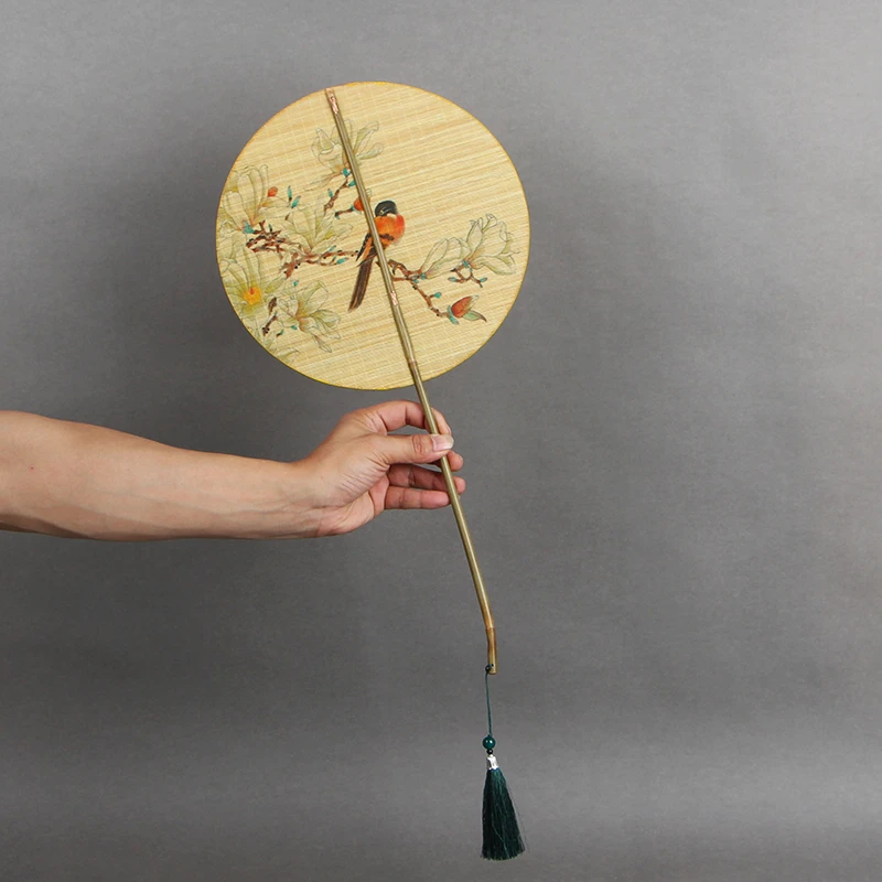 竹丝凉扇蒲扇竹编扇子双面中式复古团扇竹面夏季圆扇子花鸟古典