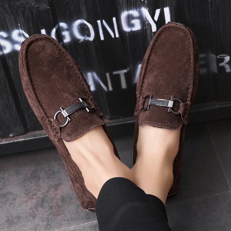 唐戈懒人男士软底韩版豆豆鞋百搭透气潮鞋真皮夏季潮流驾车休闲鞋