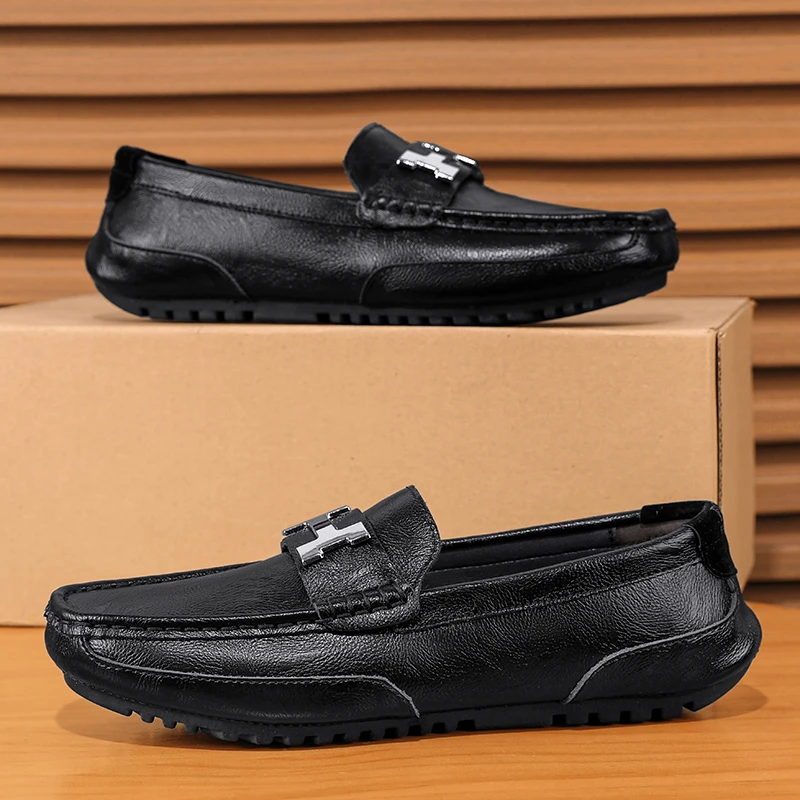 唐戈春季男士豆豆鞋百搭真皮软底商务皮鞋潮流舒适新款透气驾车鞋