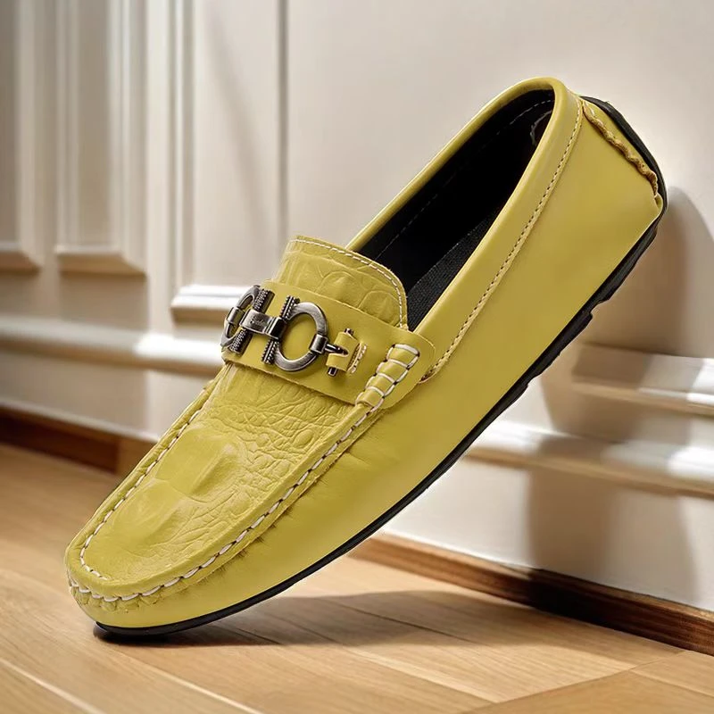 唐戈新款男士豆豆鞋男时尚百搭夏季透气真皮软底春季潮鞋休闲皮鞋