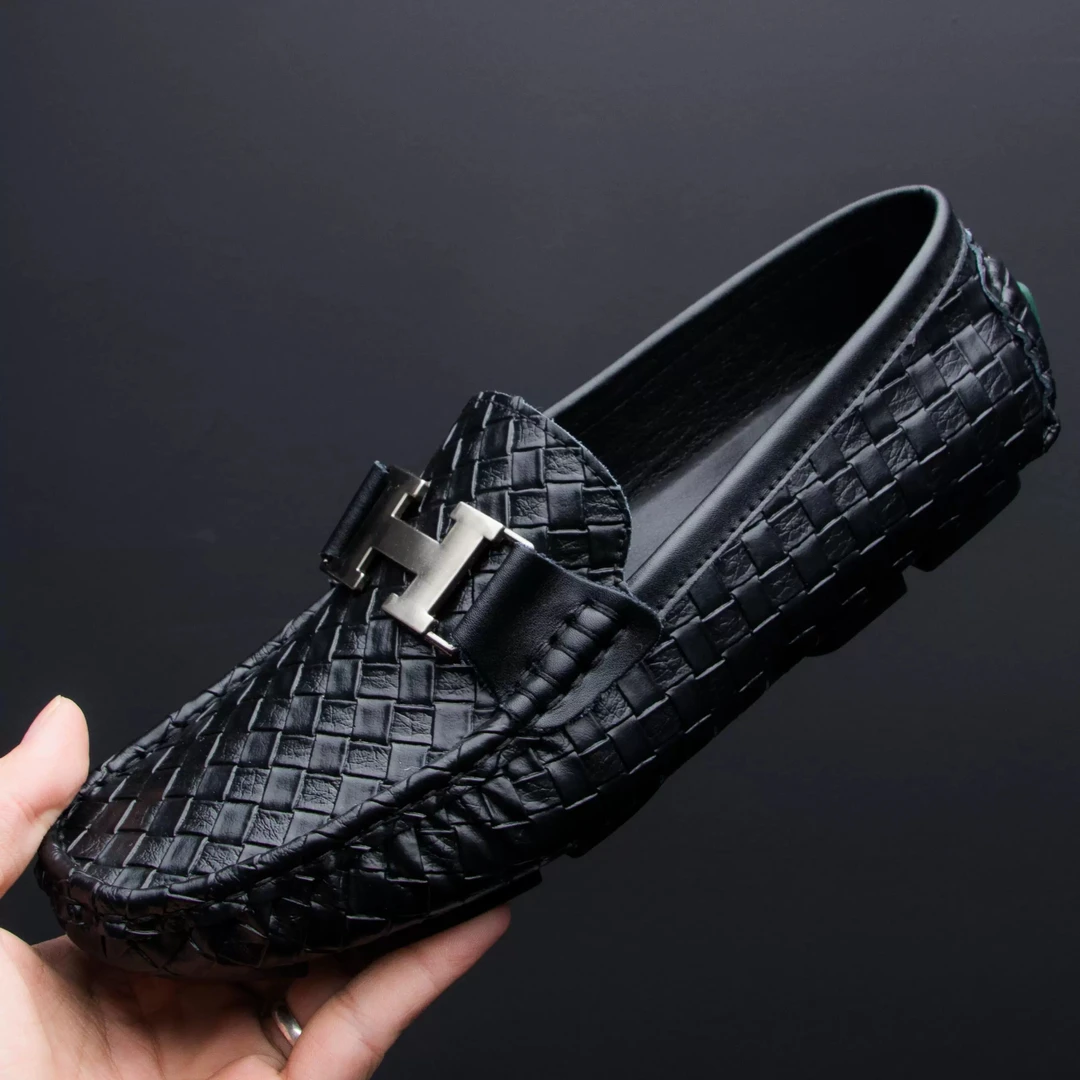 唐戈男士时尚休闲鞋软底男鞋真皮百搭商务潮鞋夏季透气豆豆鞋男鞋