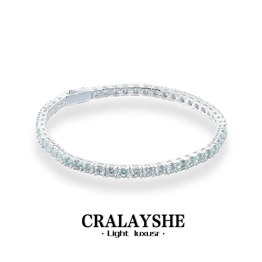 钛钢吊坠 淡水蓝莫桑石网球项链手链男女马尔代夫蓝简约个性饰品