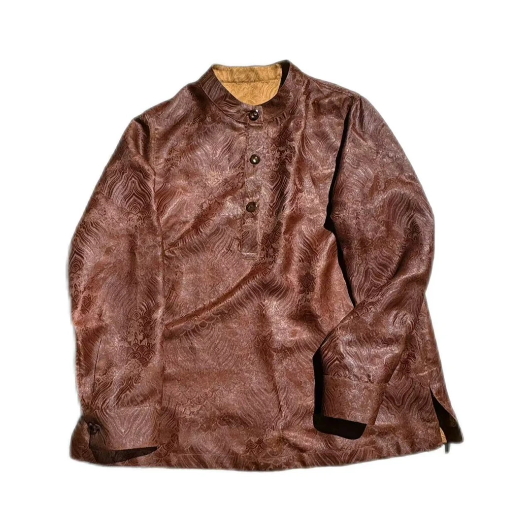 【云浪】45姆米桑波缎红云纱江水海牙长袖百搭打底衫