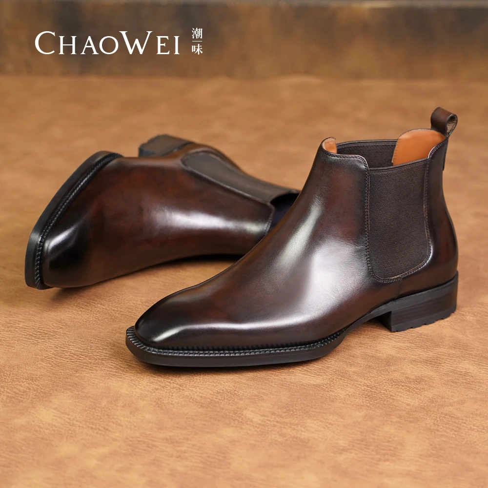 CHAOWEI潮味X877系列K30男士秋冬切尔西靴正装休闲时尚小方头男靴