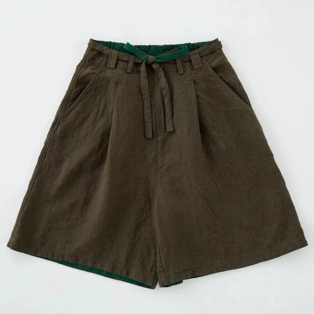 布衣家小铺子推荐～原创垒土质感色织麻下裤K959