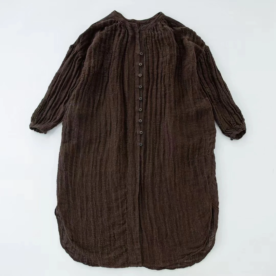 布衣家小铺推荐～原创垒土酱紫粗麻外披FS551