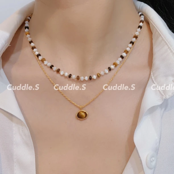 合金吊坠 Cuddle 美产包金 虎珀松林 虎眼项链手链 手作轻奢0040