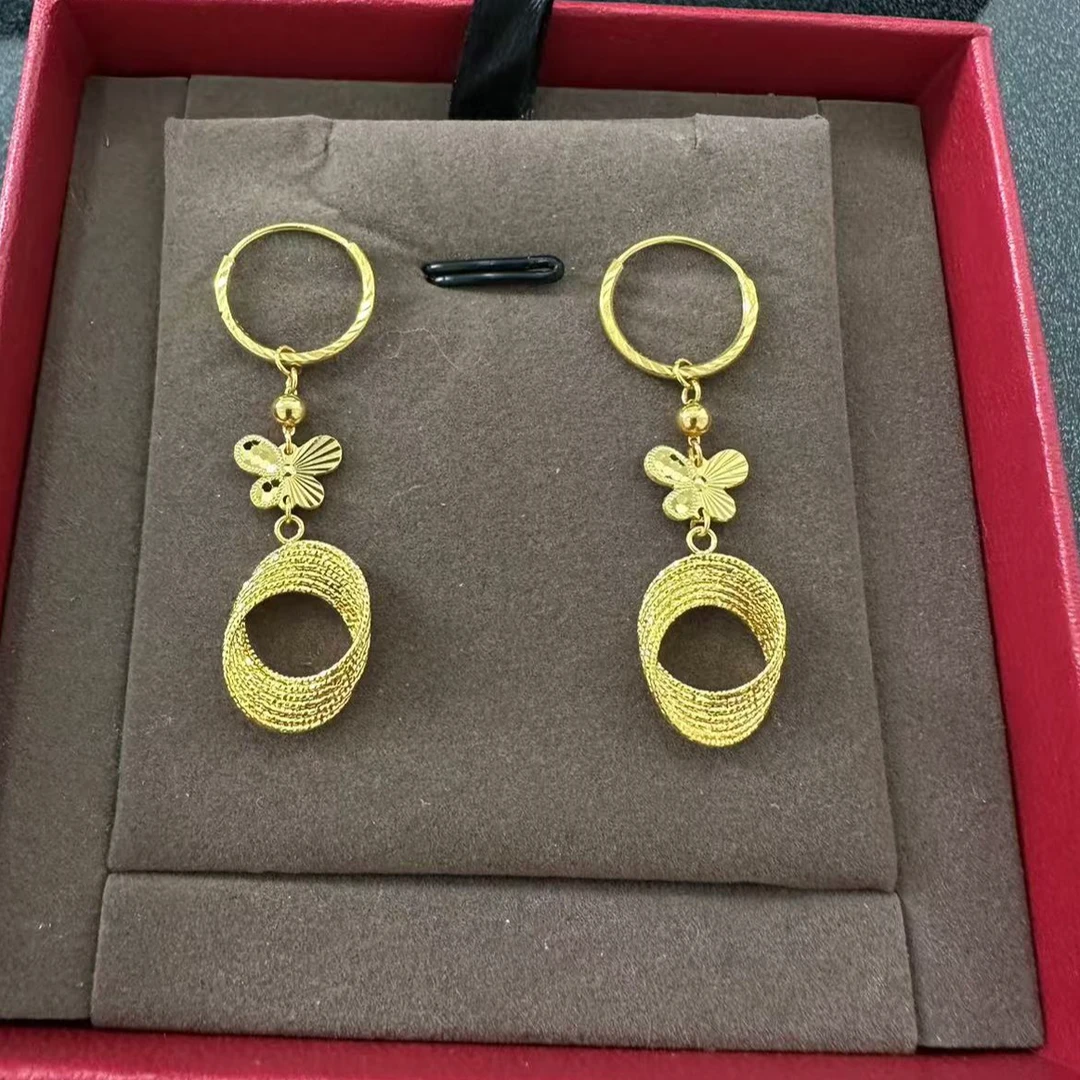 Chow Tai Seng/周大生蝴蝶带金丝环扣足金耳圈 5.02g 110号