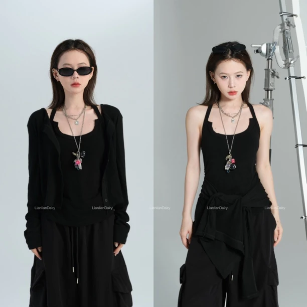 LianlianDairy  休闲长袖开衫背心两件套