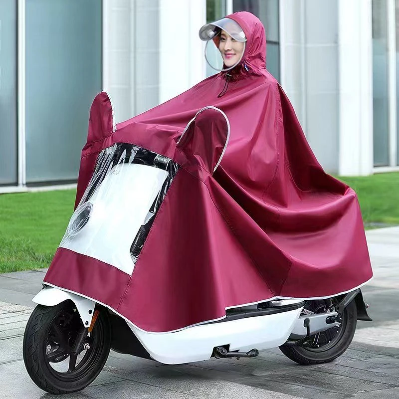 价福利】电动车摩托车单人双人雨衣加大双帽檐牛津雨衣暴雨防雨服