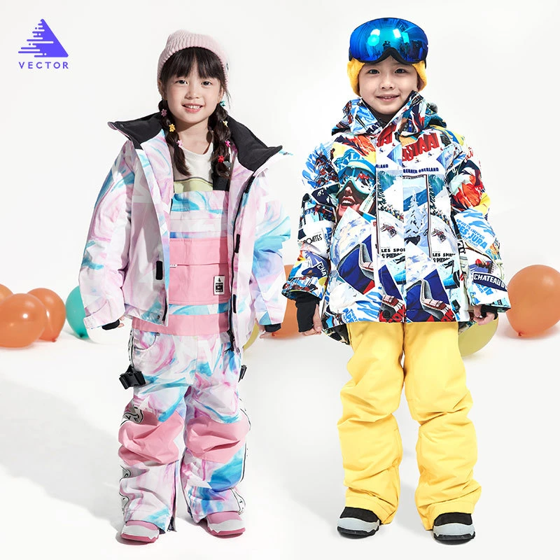 新款儿童滑雪服套装冬季男女童加厚防寒保暖迷彩宽松耐磨滑雪服