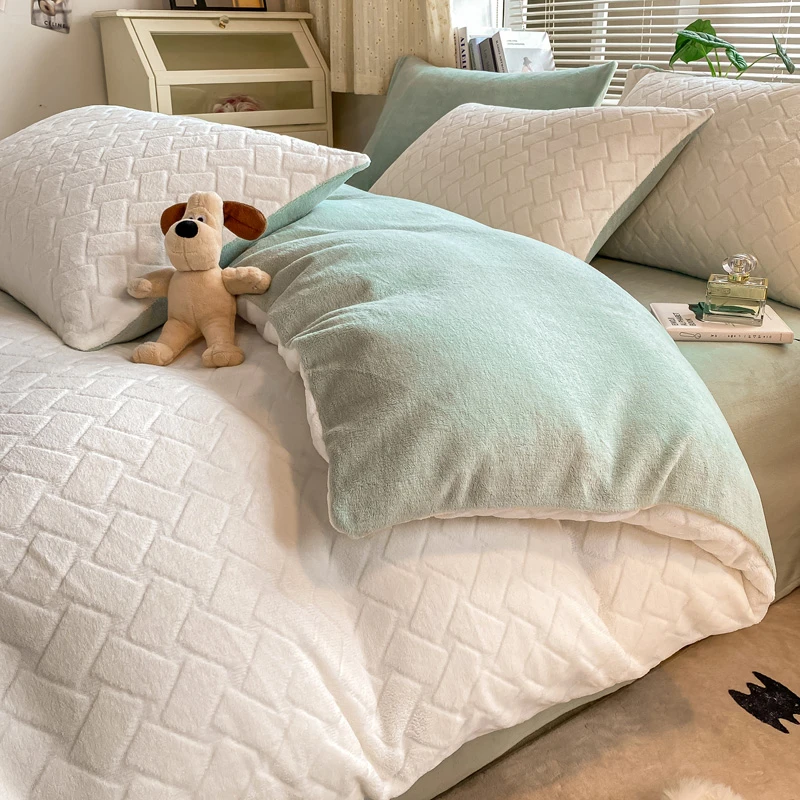 2024冬季新款高克重提花绒被单被套加绒毛绒加厚绒双面绒被罩保暖