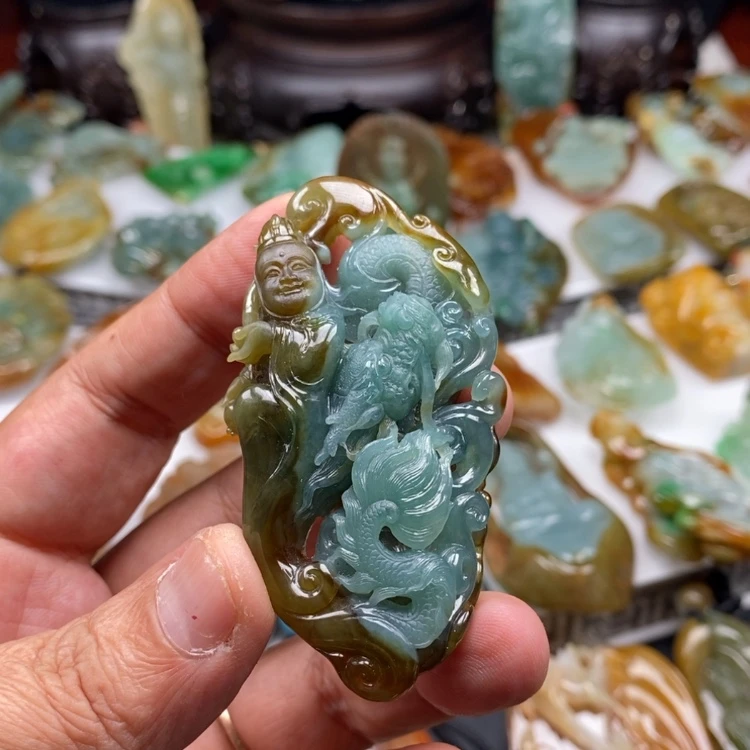 【闪购商品】翡翠颈饰未镶嵌禅***晨缅甸翡翠A货吊坠