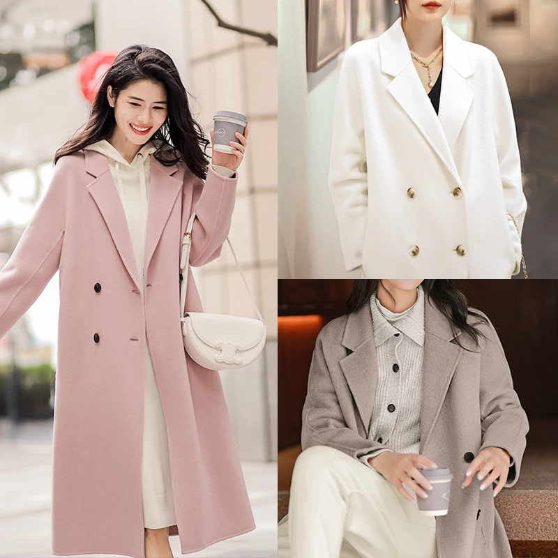 谭飞体验铂金羊绒大衣2023秋冬新款小个子中长款羊毛呢子外套女