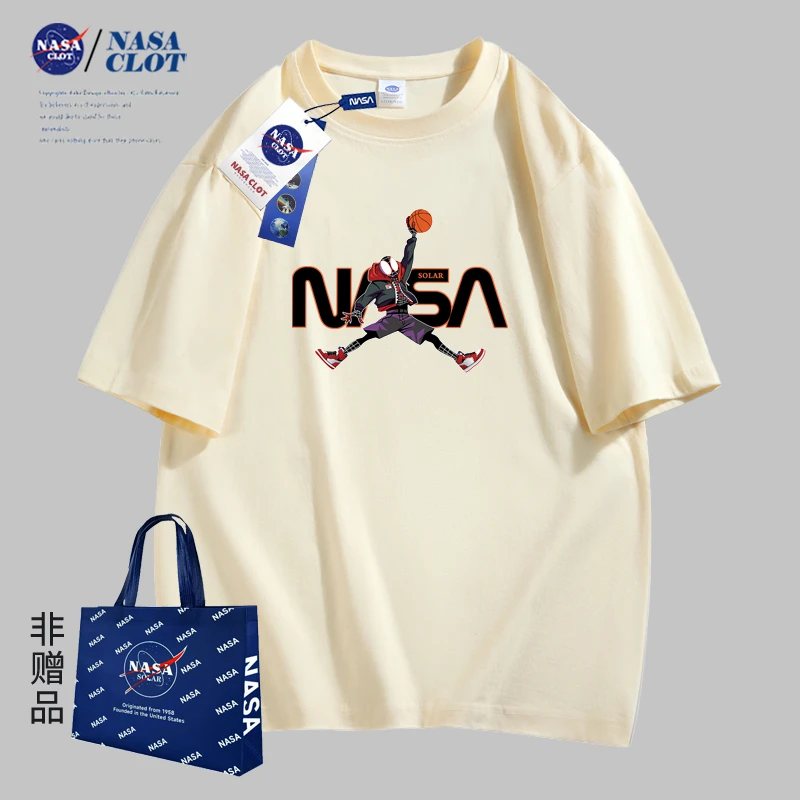 NASA夏季爆款青春流行日常休闲男士短袖卡通印花男女同款T恤半袖