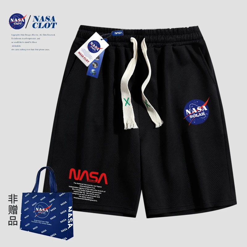 NASA联名2023年字母印花运动短裤男士夏季欧美高街潮牌休闲宽松