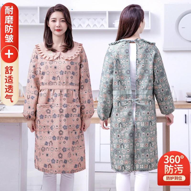 JIAQILI/佳绮利娃娃领碎花罩衣耐磨透气厨房家用防油防污工作服