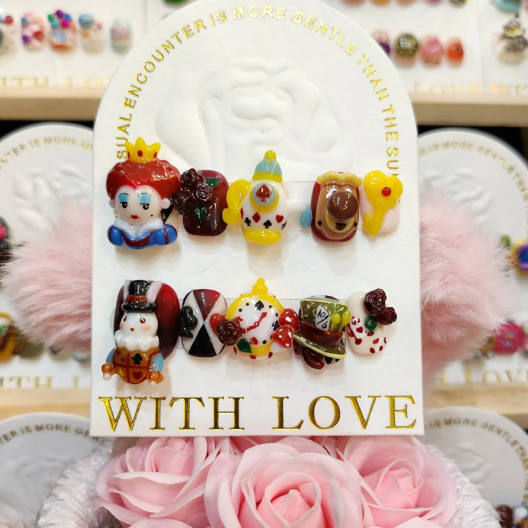 《爱丽丝之红皇后》董董纯手工穿戴甲显白新款美甲立体纯手工小清新