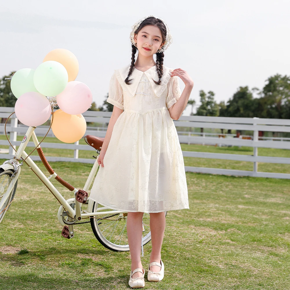 女童夏装2024新款洋气大童夏季女孩连衣裙织里春夏童装DY60753