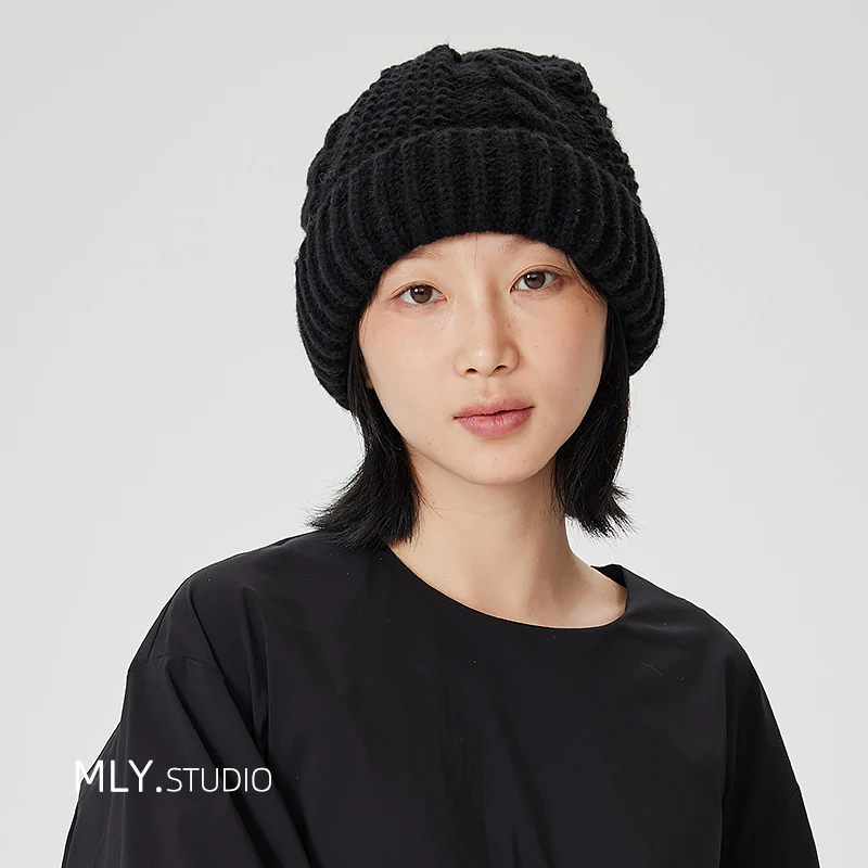 帽子女韩版时尚百搭潮流纯色针织帽秋冬户外保暖防风舒适包头冷帽