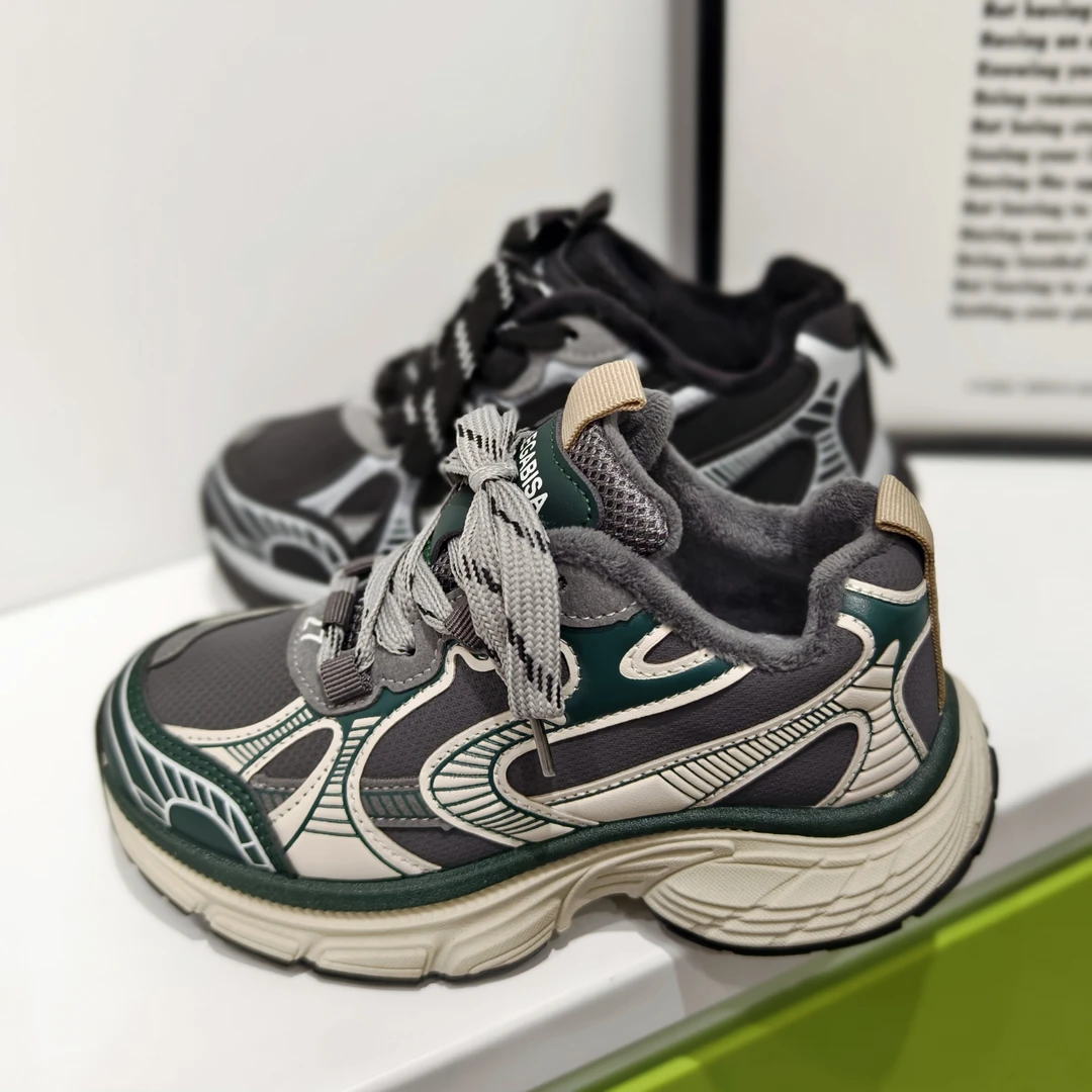 史班迪男童女童加绒棉鞋冬季保暖休闲运动老爹鞋韩版百搭潮鞋