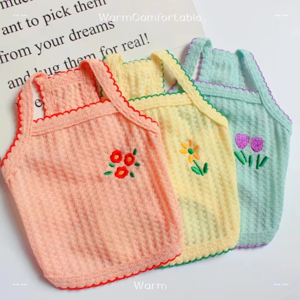 花朵の宠物吊带背心狗狗衣服薄款春夏季针织衫泰迪比熊犬猫咪夏装