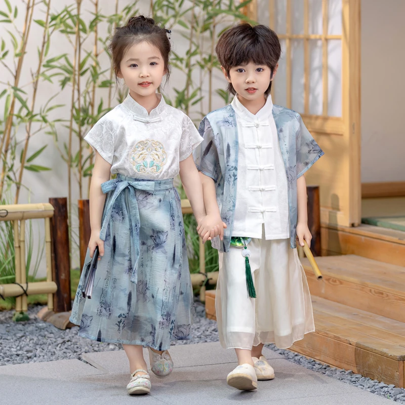 童装汉服儿童夏季新款国风套装男童生日周岁学生演出服女童马面裙