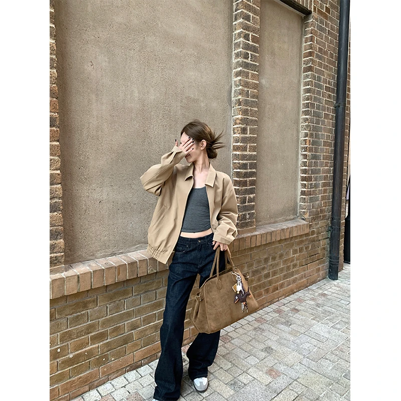 秋冬加厚磨毛原色系深蓝色窄版牛仔裤中腰直筒休闲裤宽松显瘦8295