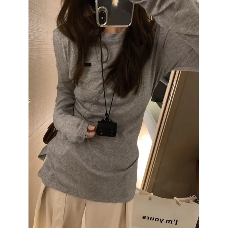 时尚磨毛加厚长袖t恤秋冬季设计感秋冬爆款百搭修身圆领上衣3137