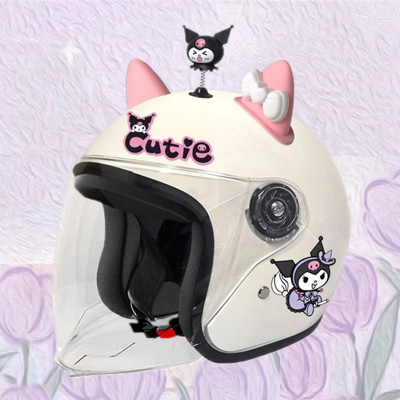 安全电动车头盔冬季通用可爱库洛米四季护耳防风镜片秋冬保暖