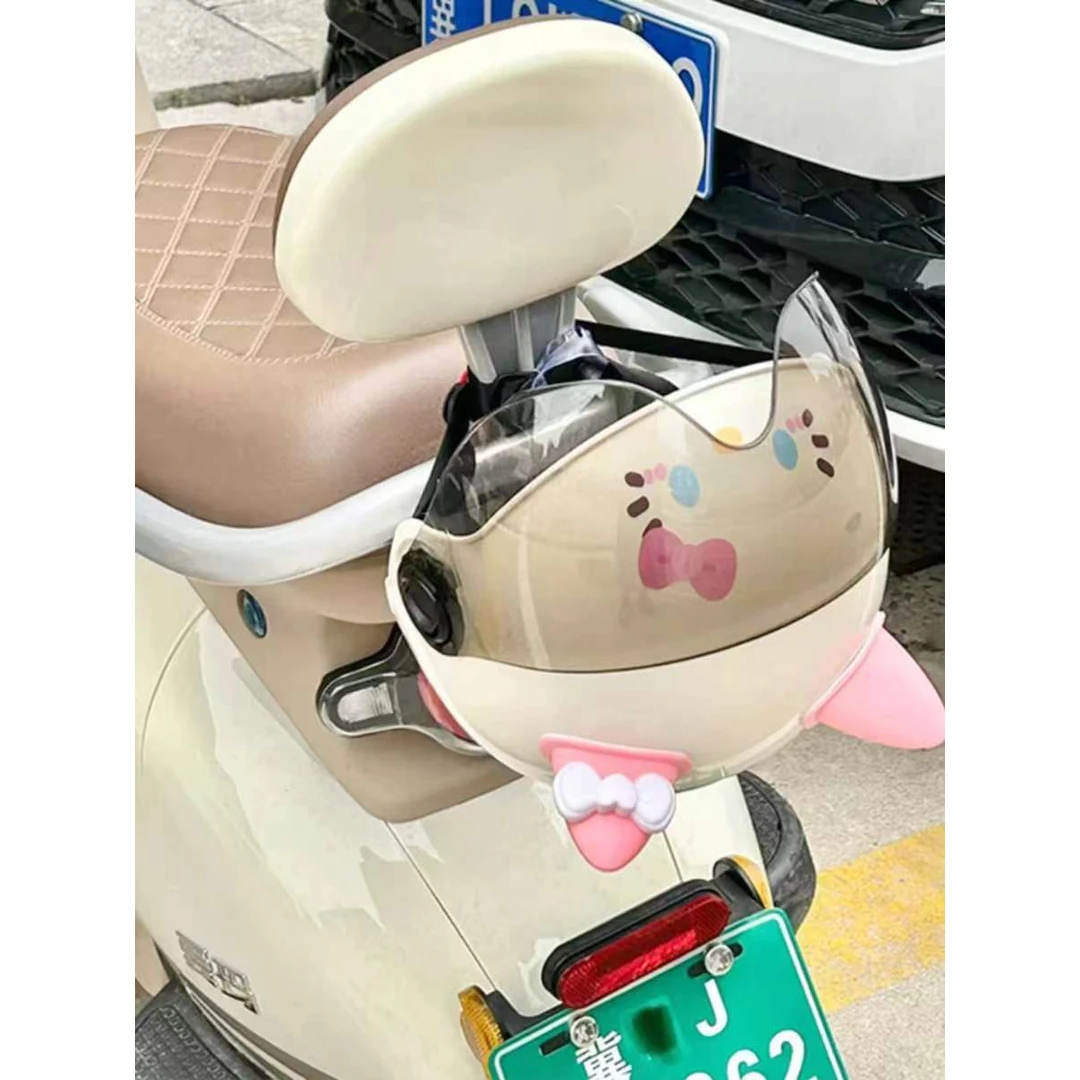 kitty头盔女电动车可爱安全帽夏雅迪爱玛骑行全盔3ce认证四季通用