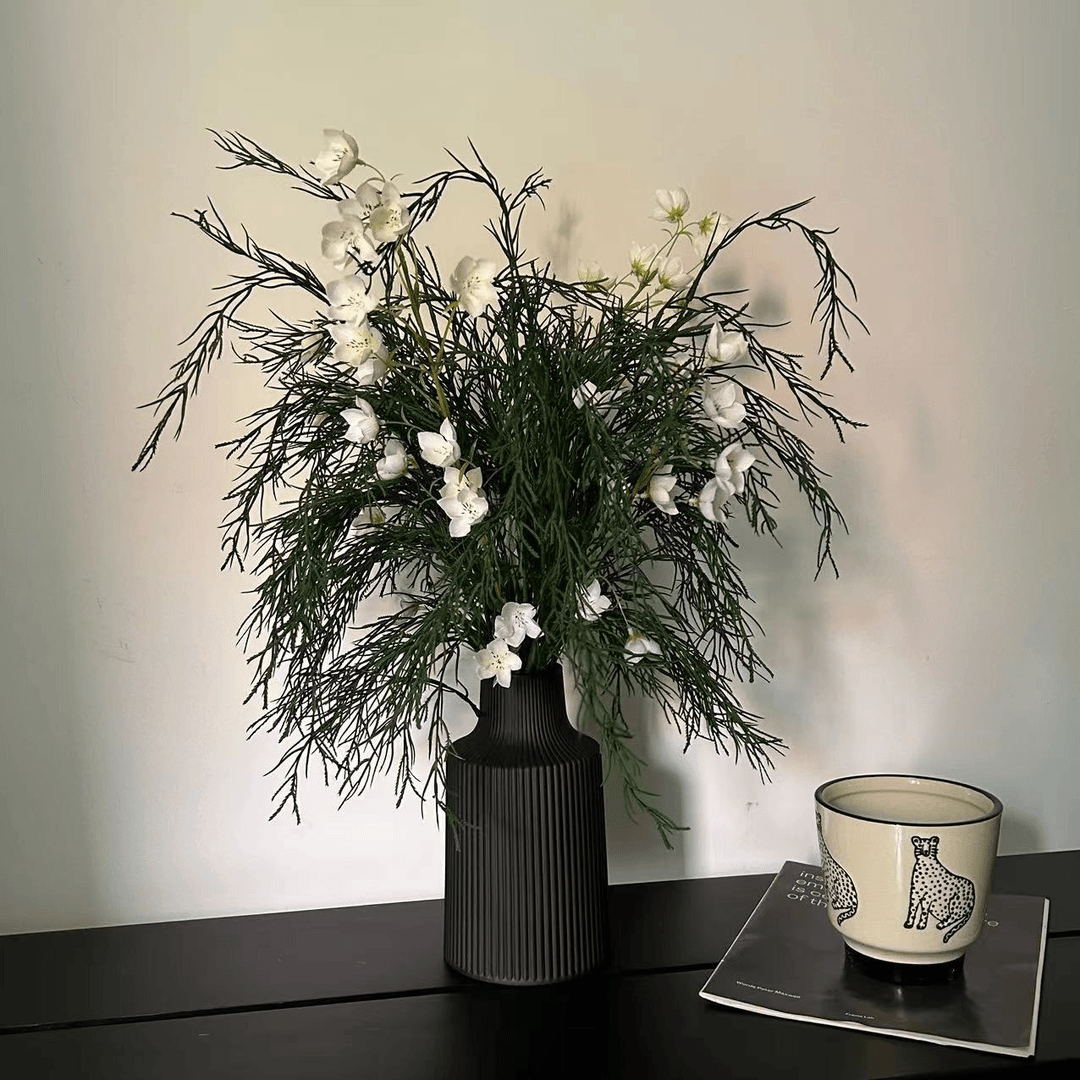 【柿吉】青风 设计师款手扎花束陶瓷花瓶套装桌面餐桌前台摆件简约