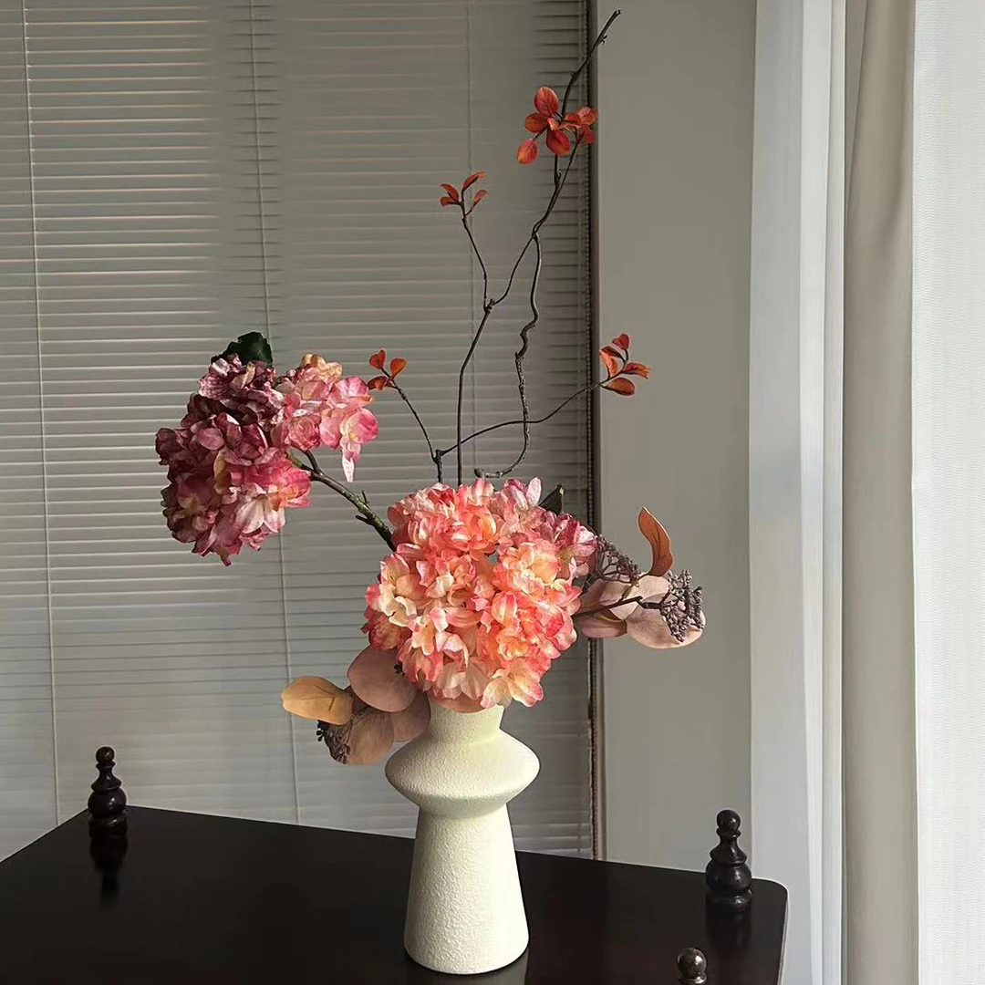 【柿吉】秋意 设计师款手扎花束花瓶套装手感仿真绢花客厅餐桌茶几
