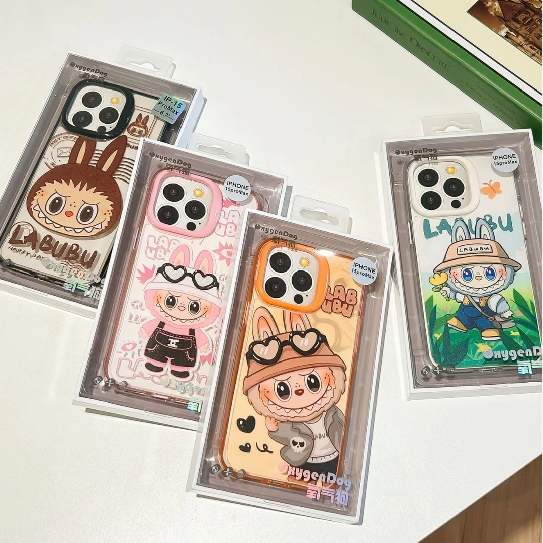 潮牌氧气狗卡通LABUBU适用iPhone16promax手机壳15pro防摔透明14