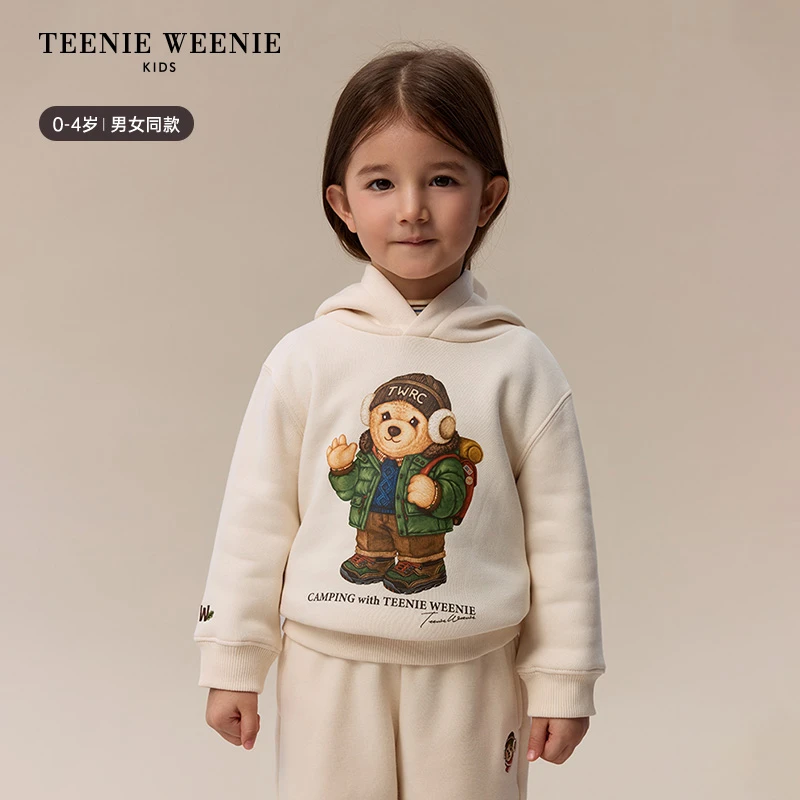 TeenieWeenie Kids小熊童装24秋冬新男女宝休闲百搭加绒连帽卫衣