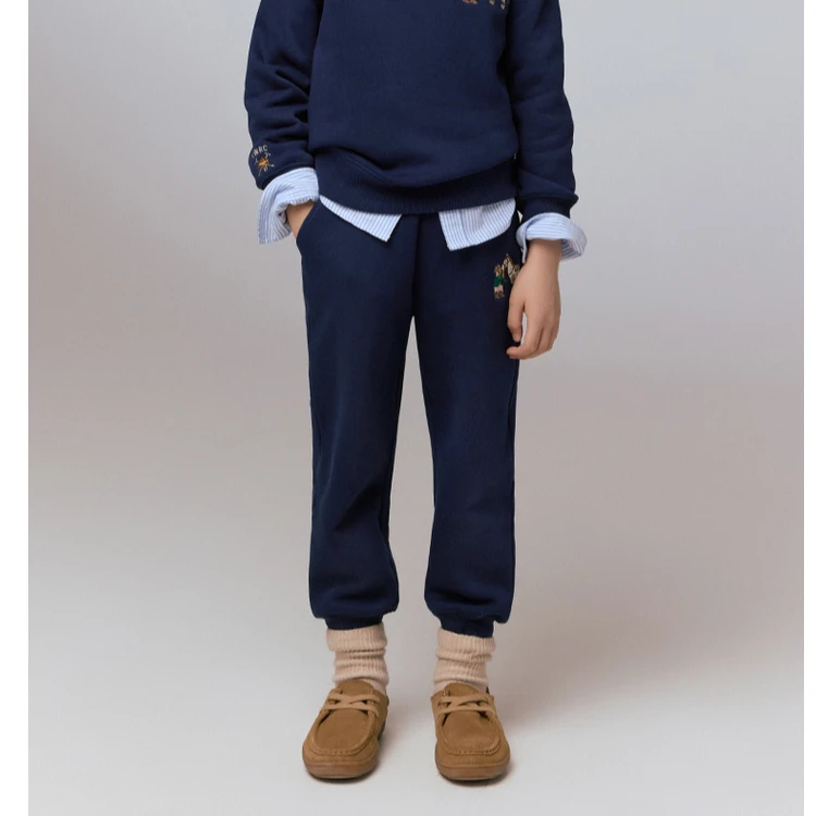 金标裤-五分暖TeenieWeenie Kids小熊童装24秋男女童宝加绒卫裤