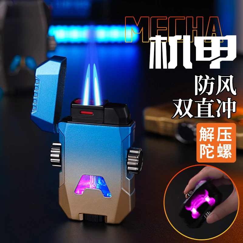 机甲充气双直冲防风打火机in个性网红炫彩网红潮流送男友火力实用