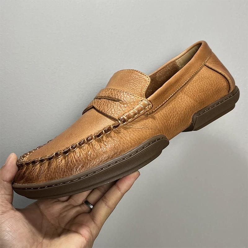 新款乐福鞋男鞋真皮软皮懒人鞋一脚蹬舒适软底休闲鞋百搭潮鞋