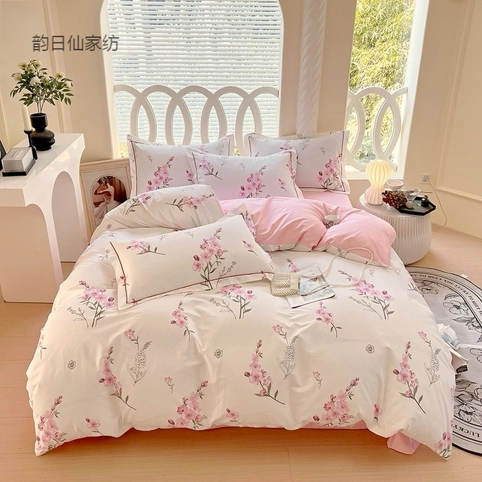 春夏四季款全棉斜纹印花被套四件套床单纯棉床上用品学生三件套