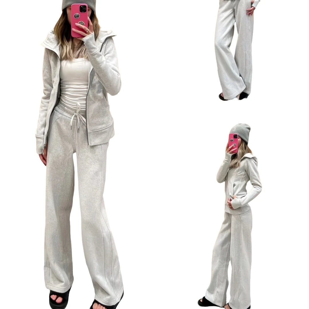 lulu卫裤女2025春秋新款瑜珈裤微喇直筒百搭高腰显瘦运动休闲裤子