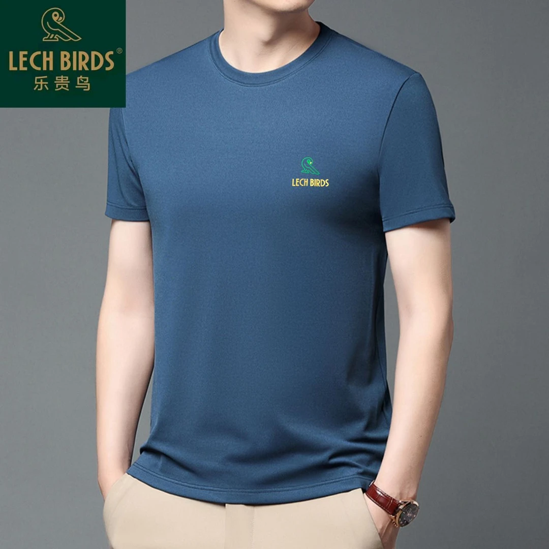 乐贵鸟2025夏季新款简约舒适休闲百搭刺绣半袖透气圆领短袖91288