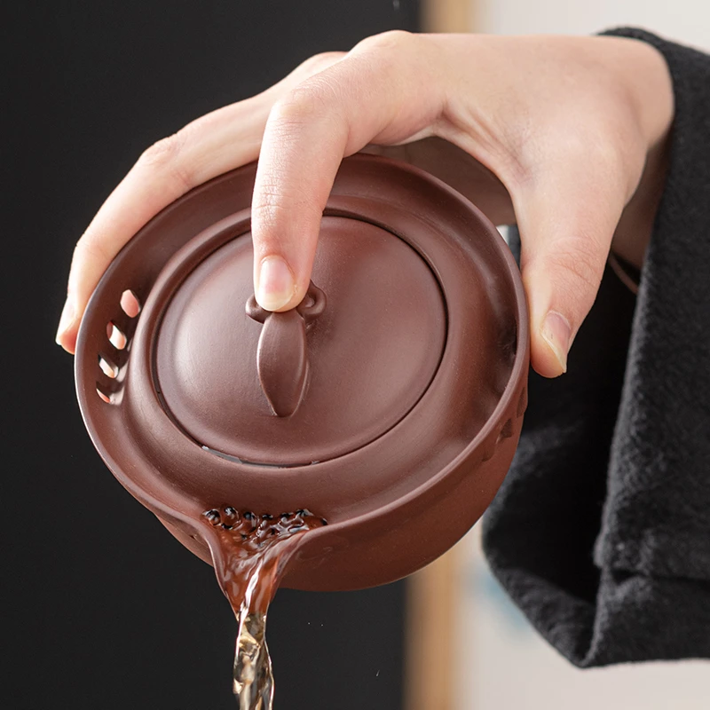 复古原矿紫砂手抓壶单壶大号盖碗茶杯过滤一壶一杯功夫茶具泡茶器