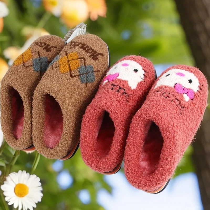 泰迪绒棉拖鞋室内冬季居家保暖加厚底防滑家居毛绒男女士冬天