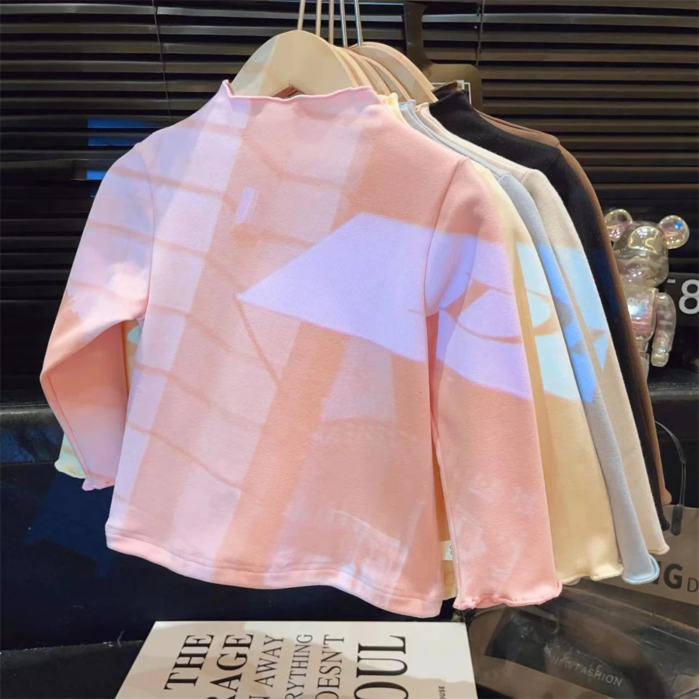 HHkids女童弹力木耳领打底衫春秋装儿童宝宝长袖T恤CCT2001