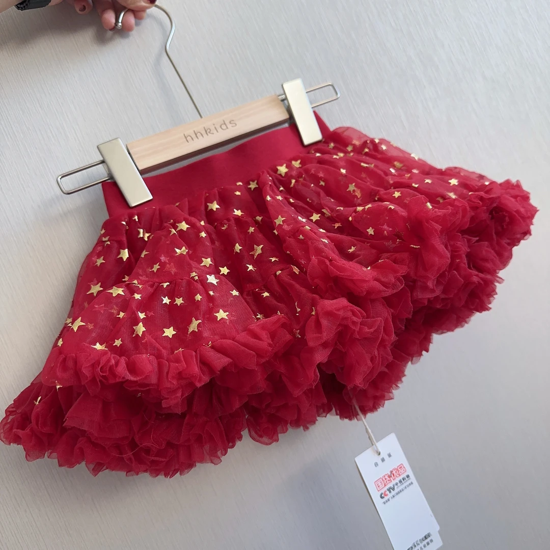 HHkids女宝新款亮晶晶蓬蓬突突裙2023秋冬韩版儿童宝宝裙子BQZ530