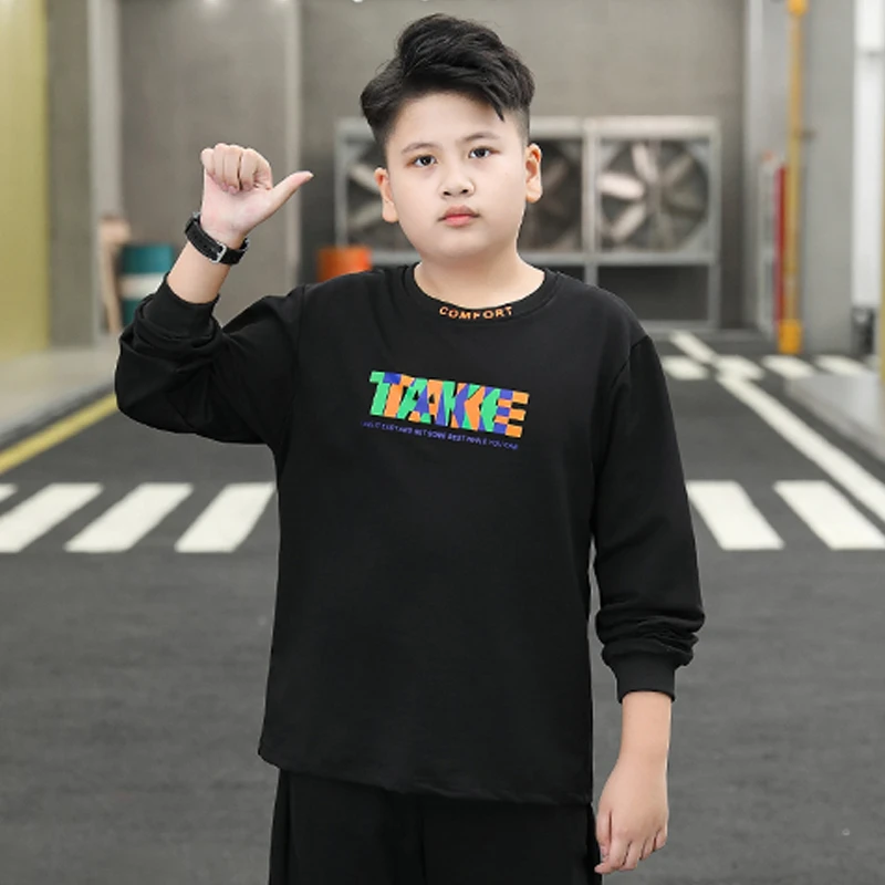 男童春秋装长袖圆领上衣中大童秋季卫衣休闲宽松运动螺纹收口帅气