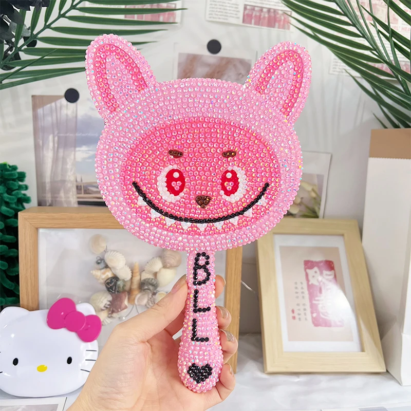 diy手工布拉拉满钻镜子公主手持便携化妆镜送女友可爱圣诞节礼物