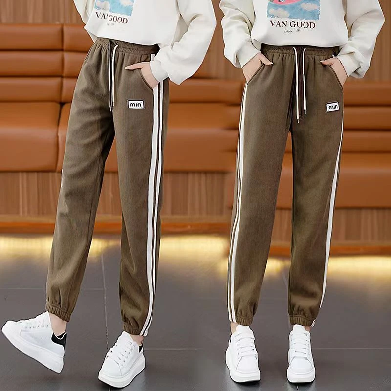 重磅700克【加绒加厚】2023木棉绒卫裤运动百搭休闲束脚裤显瘦抽绳