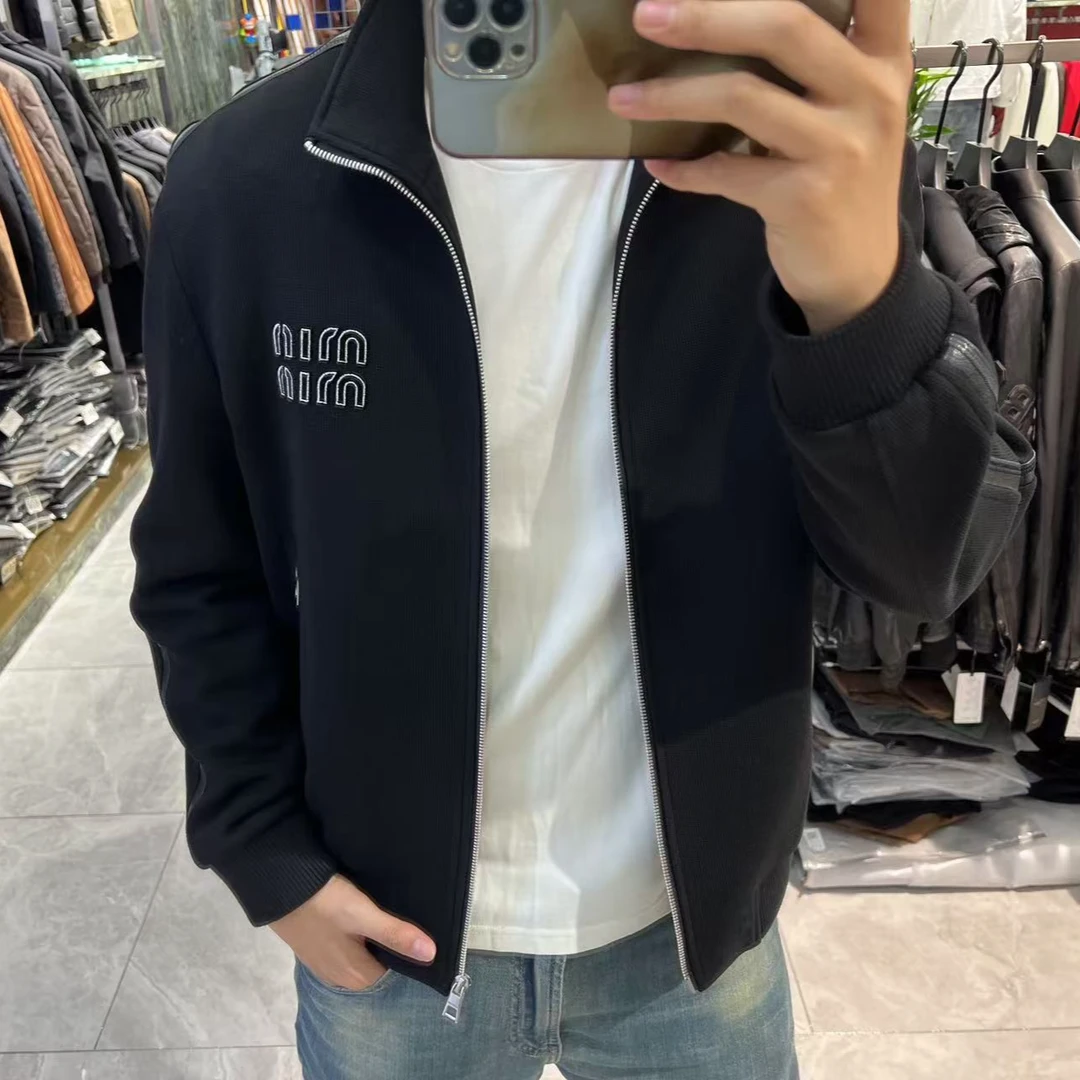 高端轻奢拼接立领夹克J8875