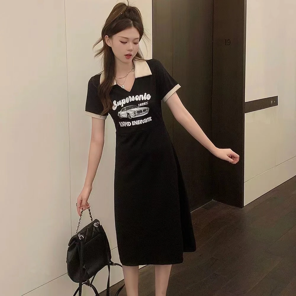 （潇潇专属）美式polo连衣裙女夏季2024新款胖MM收腰a字显瘦883